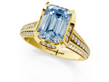 Yellow gold Fancy Blue Emerald  Solitaire Pave Split Shank Ring with Four-Prong Setting_82