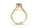Yellow gold Fancy Blue Emerald  Solitaire Pave Split Shank Ring with Four-Prong Setting_84