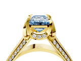Yellow gold Fancy Blue Emerald  Solitaire Pave Split Shank Ring with Four-Prong Setting_85