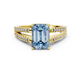 Yellow gold Fancy Blue Emerald  Solitaire Split Shank Pavé Diamond Engagement Ring_417