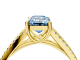 Yellow gold Fancy Blue Emerald  Solitaire Split Shank Pavé Diamond Engagement Ring_421