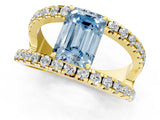 Yellow gold Fancy Blue Emerald  Solitaire Split Shank Pave Diamond Ring_74