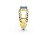 Yellow gold Fancy Blue Emerald  Solitaire Split Shank Pave Diamond Ring_75
