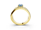 Yellow gold Fancy Blue Emerald  Solitaire Split Shank Pave Diamond Ring_76