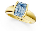 Yellow gold Fancy Blue Emerald  Solitaire Tension Set Diamond Ring with Wide Band_21