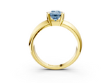 Yellow gold Fancy Blue Emerald  Solitaire Tension Set Diamond Ring with Wide Band_23