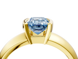 Yellow gold Fancy Blue Emerald  Solitaire Tension Set Diamond Ring with Wide Band_24