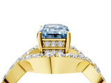 Yellow gold Fancy Blue Emerald  Solitaire Twist Band Pavé Diamond Engagement Ring_37