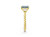Yellow gold Fancy Blue Emerald  Solitaire Twist Band Ring with Four-Prong Setting_70