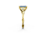 Yellow gold Fancy Blue Emerald  Solitaire Twist Band Six-Prong Setting 2