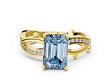 Yellow gold Fancy Blue Emerald  Solitaire Twist Band with Pavé Accents and Four-Prong Setting_21