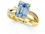 Yellow gold Fancy Blue Emerald  Solitaire Twist Band with Pavé Accents and Four-Prong Setting_22