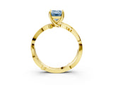 Yellow gold Fancy Blue Emerald  Solitaire Twist Band with Pavé Accents and Four-Prong Setting_24