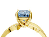 Yellow gold Fancy Blue Emerald  Solitaire Twist Band with Pavé Accents and Four-Prong Setting_25