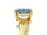 Yellow gold Fancy Blue Emerald  Solitaire Twist Band with Pavé Accents and Four-Prong Setting_26