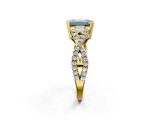 Yellow gold Fancy Blue Emerald  Solitaire Twist Band with Pavé Setting and Four-Prong Setting_19