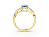 Yellow gold Fancy Blue Emerald  Solitaire Twist Band with Pavé Setting and Four-Prong Setting_20