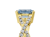 Yellow gold Fancy Blue Emerald  Solitaire Twist Band with Pavé Setting and Four-Prong Setting_22