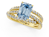 Yellow gold Fancy Blue Emerald  Solitaire Twist Band with Pavé Setting and Four-Prong Setting_80