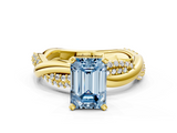 Yellow gold Fancy Blue Emerald  Solitaire Twist Band with Pave Prong Setting_41