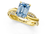 Yellow gold Fancy Blue Emerald  Solitaire Twist Band with Pave Prong Setting_42