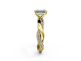 Yellow gold Fancy Blue Emerald  Solitaire Twist Band with Pave Prong Setting_43