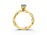 Yellow gold Fancy Blue Emerald  Solitaire Twist Band with Pave Prong Setting_44