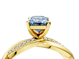 Yellow gold Fancy Blue Emerald  Solitaire Twist Band with Pave Prong Setting_45