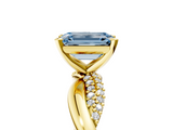 Yellow gold Fancy Blue Emerald  Solitaire Twist Band with Pave Prong Setting_46