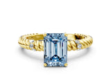 Yellow gold Fancy Blue Emerald  Solitaire Twisted Band Prong Set Engagement Ring_61
