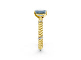 Yellow gold Fancy Blue Emerald  Solitaire Twisted Band Prong Set Engagement Ring_63