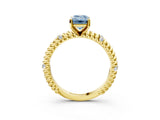 Yellow gold Fancy Blue Emerald  Solitaire Twisted Band Prong Set Engagement Ring_64