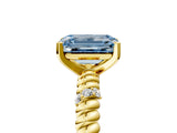 Yellow gold Fancy Blue Emerald  Solitaire Twisted Band Prong Set Engagement Ring_66