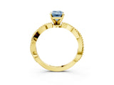 Yellow gold Fancy Blue Emerald  Solitaire Twisted Band with Bead Prong Setting_306