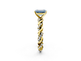 Yellow gold Fancy Blue Emerald  Solitaire Twisted Band with Pavé Accents and Four-Prong Setting_5