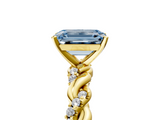 Yellow gold Fancy Blue Emerald  Solitaire Twisted Band with Pavé Accents and Four-Prong Setting_8