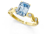 Yellow gold Fancy Blue Emerald  Solitaire Twisted Band with Prong Setting 1