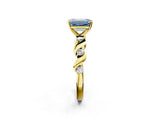 Yellow gold Fancy Blue Emerald  Solitaire Twisted Band with Prong Setting 2