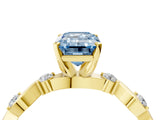 Yellow gold Fancy Blue Emerald  Solitaire Twisted Band with Prong Setting 4