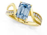 Yellow gold Fancy Blue Emerald  Solitaire Twisted Band with Prong Setting_4