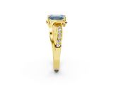 Yellow gold Fancy Blue Emerald  Solitaire Twisted Band with Prong Setting_5