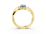Yellow gold Fancy Blue Emerald  Solitaire Twisted Band with Prong Setting_6