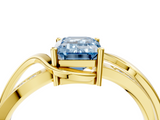 Yellow gold Fancy Blue Emerald  Solitaire Twisted Band with Prong Setting_7