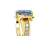 Yellow gold Fancy Blue Emerald  Solitaire Twisted Band with Prong Setting_8