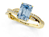 Yellow gold Fancy Blue Emerald  Solitaire Twisted Pave Diamond Ring with Four-Prong Setting_13