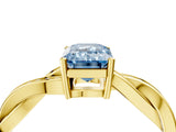Yellow gold Fancy Blue Emerald  Solitaire Twisted Pave Diamond Ring with Four-Prong Setting_16