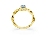 Yellow gold Fancy Blue Emerald  Solitaire Twisted Pave Diamond Ring with Four-Prong Setting_79