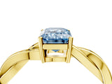 Yellow gold Fancy Blue Emerald  Solitaire Twisted Pave Diamond Ring with Four-Prong Setting_80