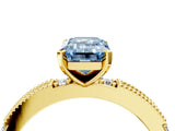 Yellow gold Fancy Blue Emerald  Solitaire with Pavé Band and Four-Prong Setting_324
