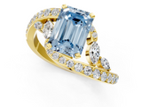 Yellow gold Fancy Blue Emerald  Solitaire with Pavé Twist Band and Four-Prong Setting_77